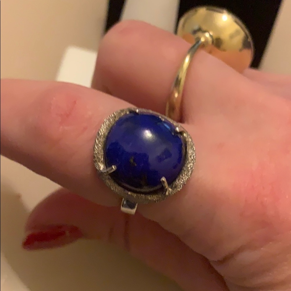 Vintage Lapis ring in sterling silver- - Picture 7 of 8